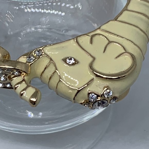 Vintage Kenneth Jay Lane White Elephant Head Bracelet - Picture 5 of 8
